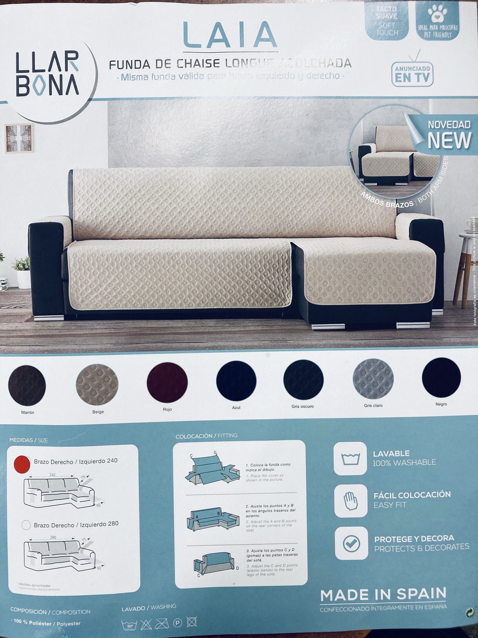 Funda Chaise Longue Acolchada