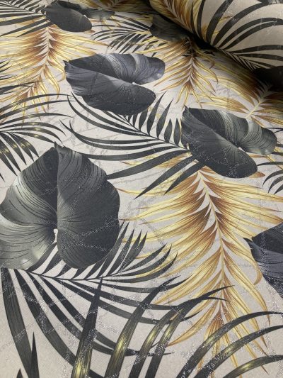 Jacquard estampado digital Palma gris