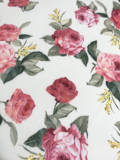 Bielástico flores grandes coral/amarillo