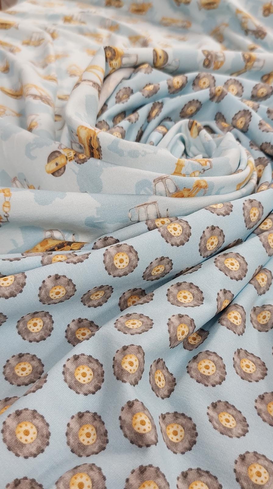 Punto algodón orgánico ruedas