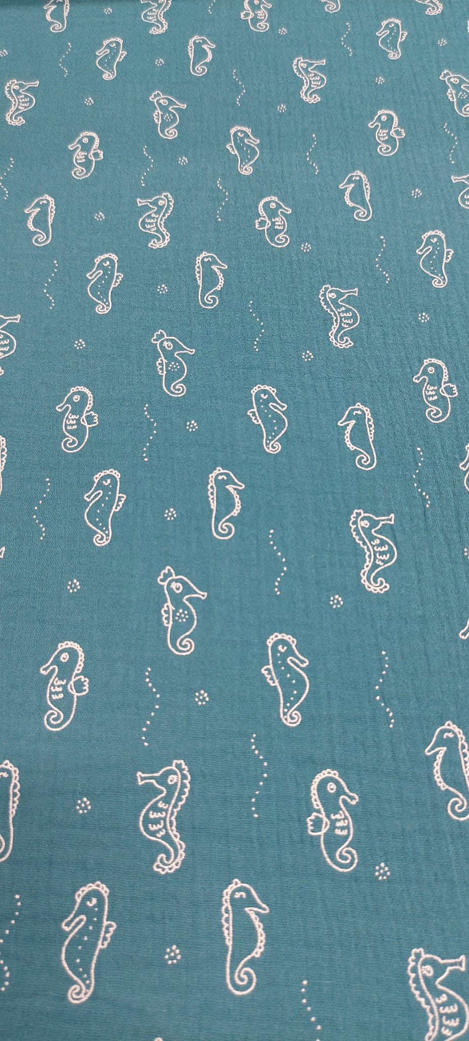 Doble Gasa fondo azul petróleo caballitos mar