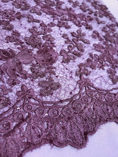 Encaje bordado lentejuela malva/berengena