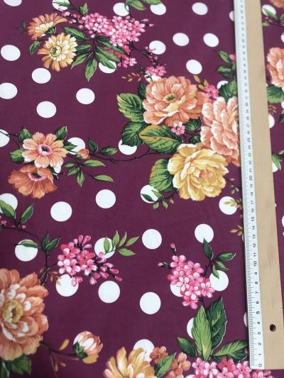 Popelín Flamenca Buganvilla Lunar Blanco/flores