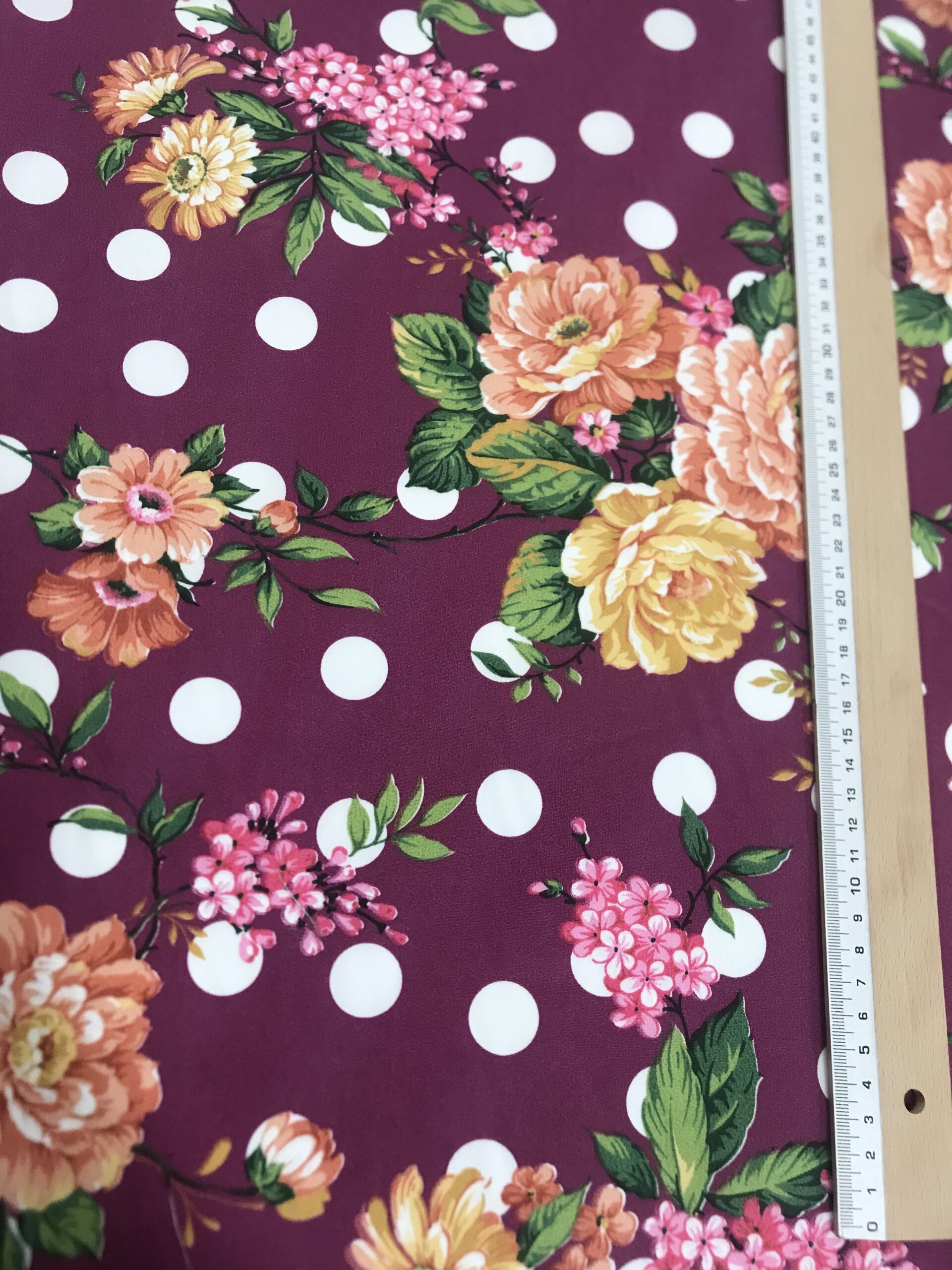 Popelín Flamenca Buganvilla Lunar Blanco/flores