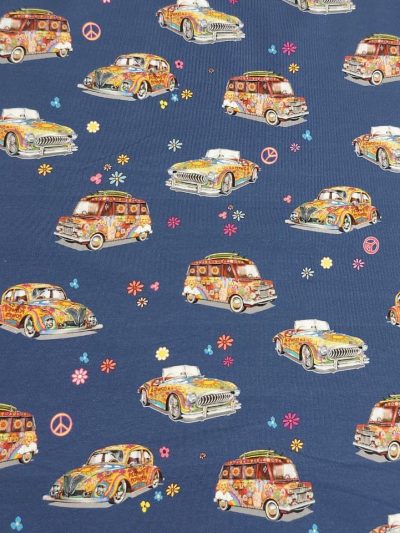 Punto algodón coches flower power