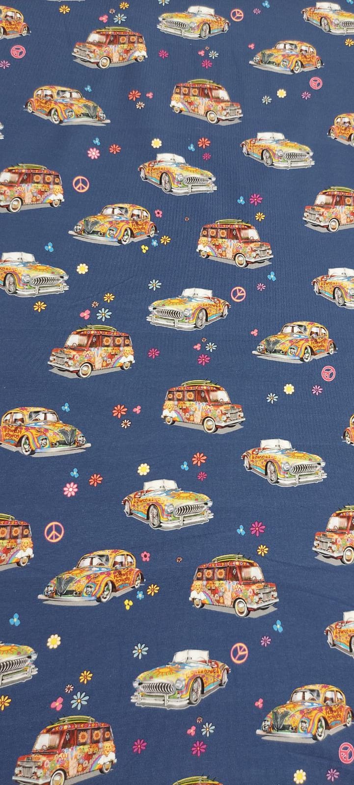 Punto algodón coches flower power