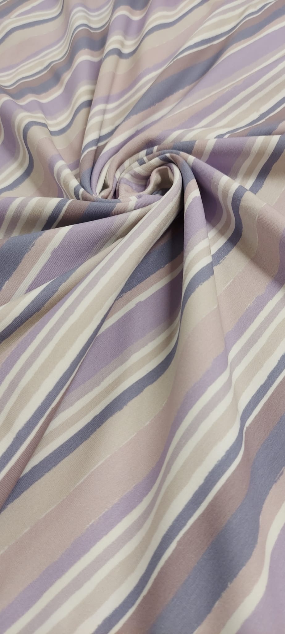 French Terry digital algodón rayas malva/beig