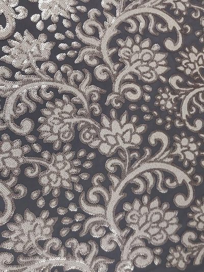 Tul fantasía bordado lentejuela gris