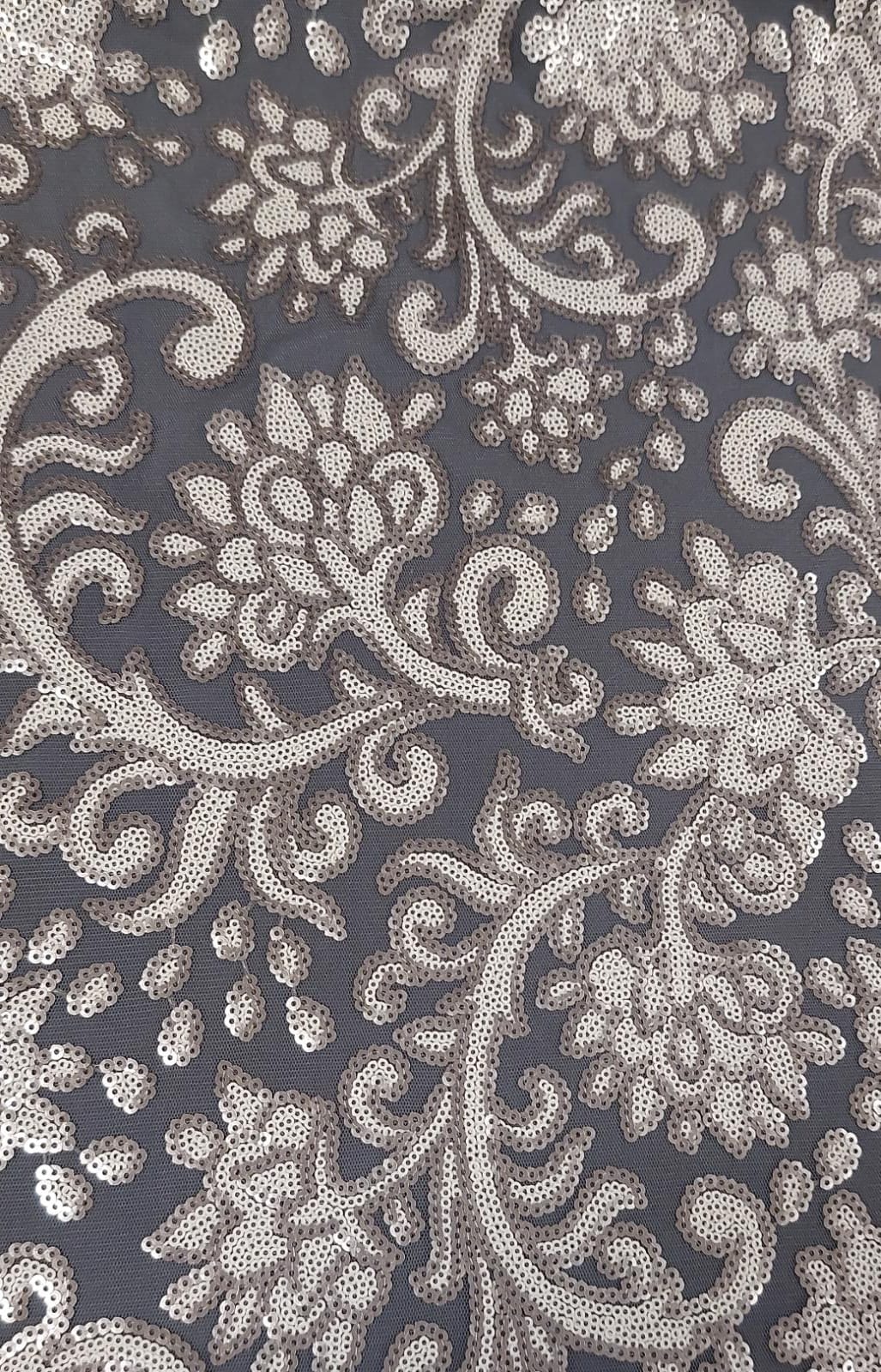 Tul fantasía bordado lentejuela gris