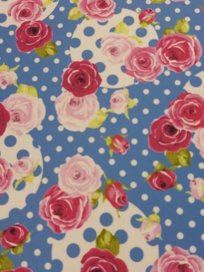 Bielástico fino flor/lunar azul