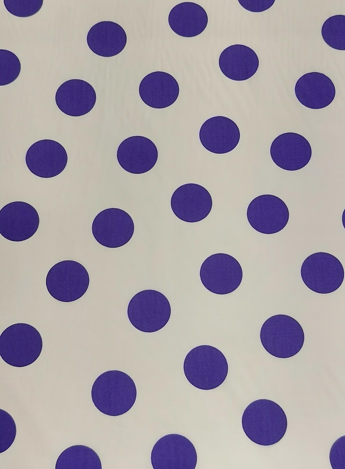 Popelín flamenca blanco lunar morado