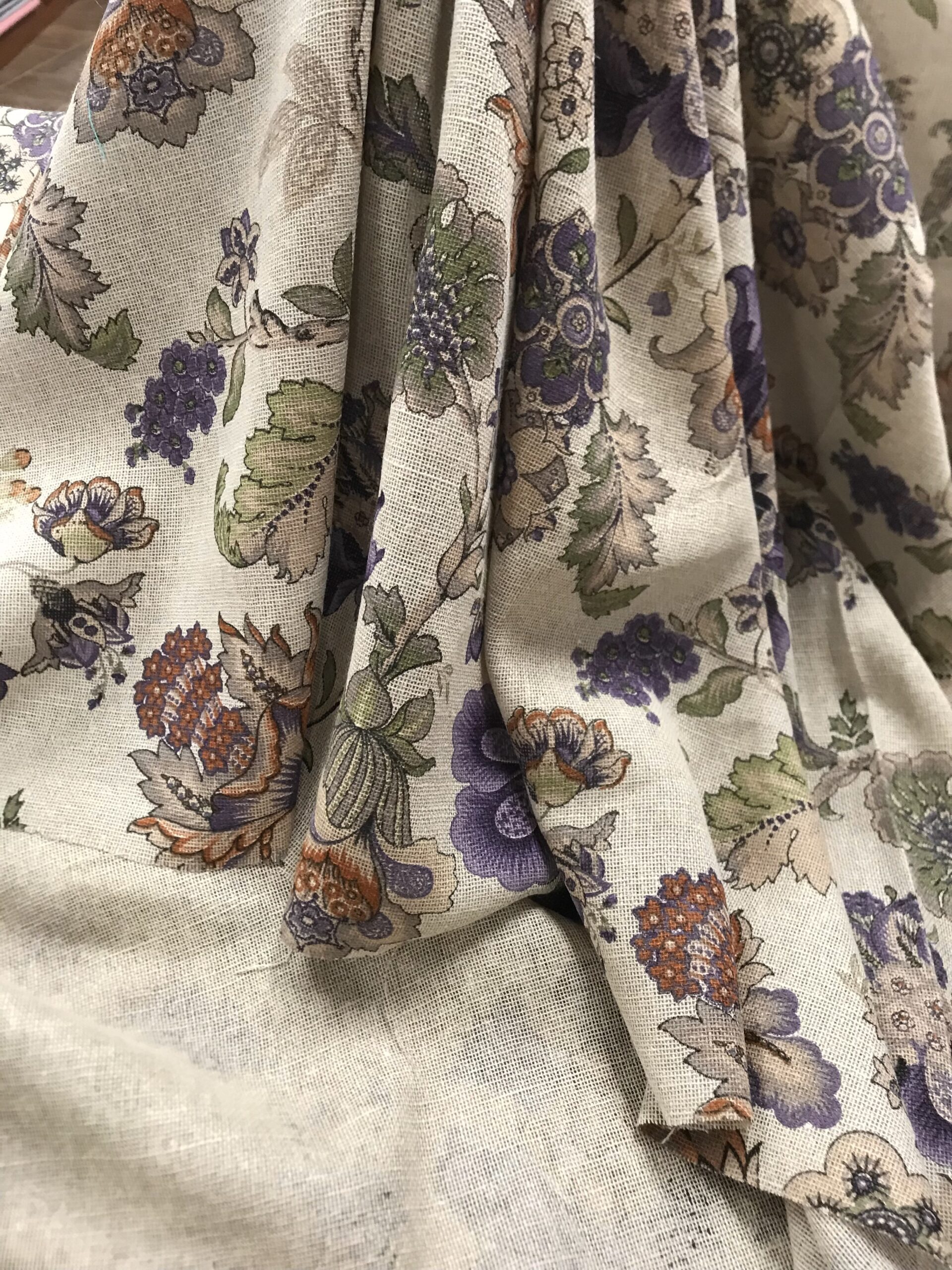 Visillo lino estampado floral vintage