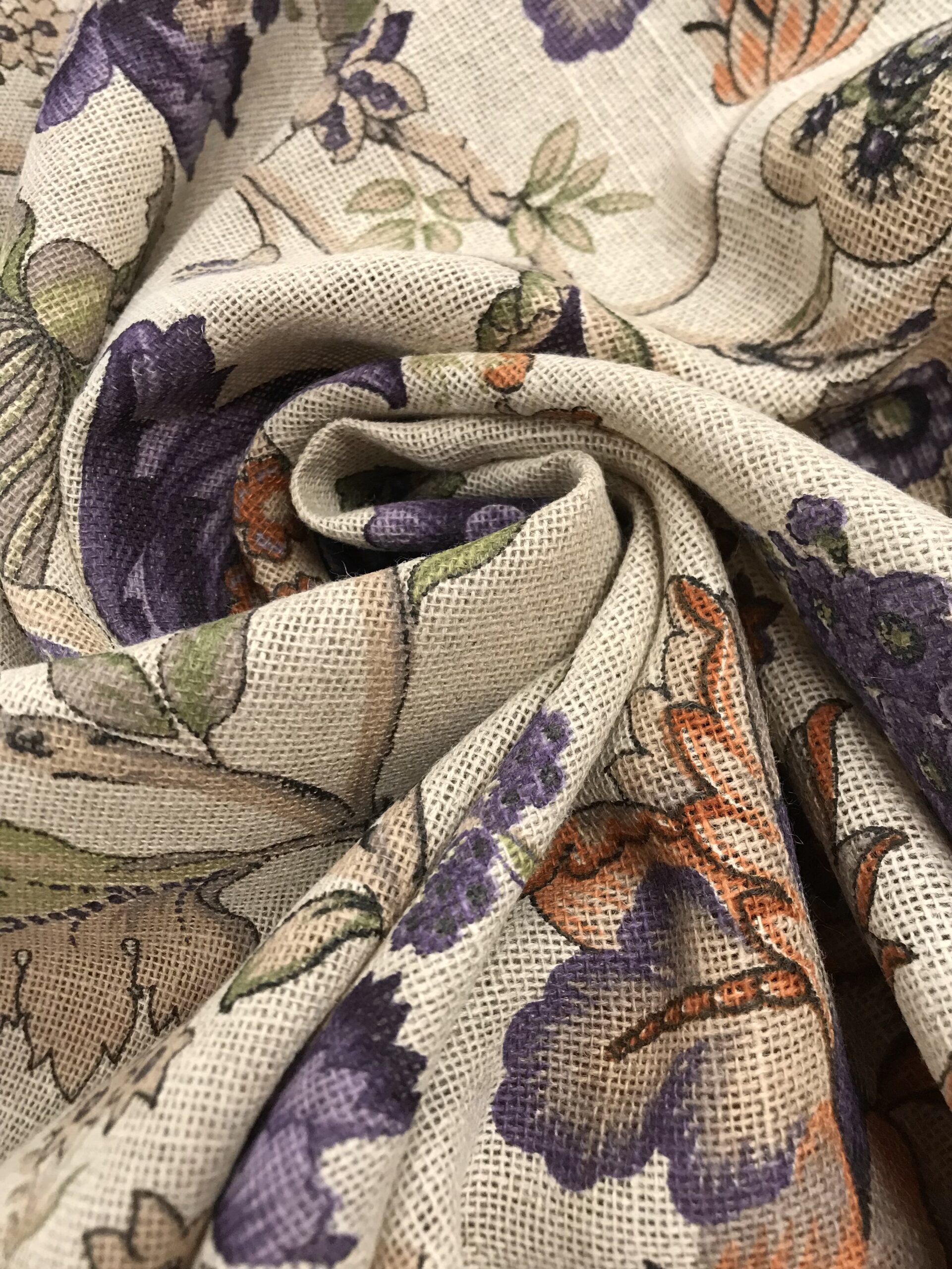 Visillo lino estampado floral vintage