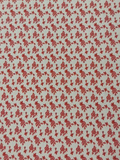 Algodón orgánico Folk ibai beig/rojo