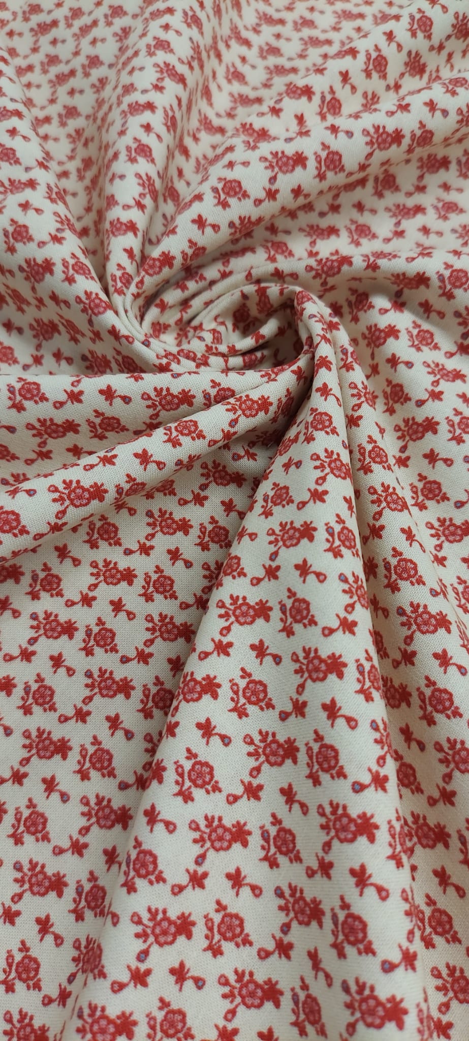 Algodón orgánico Folk ibai beig/rojo