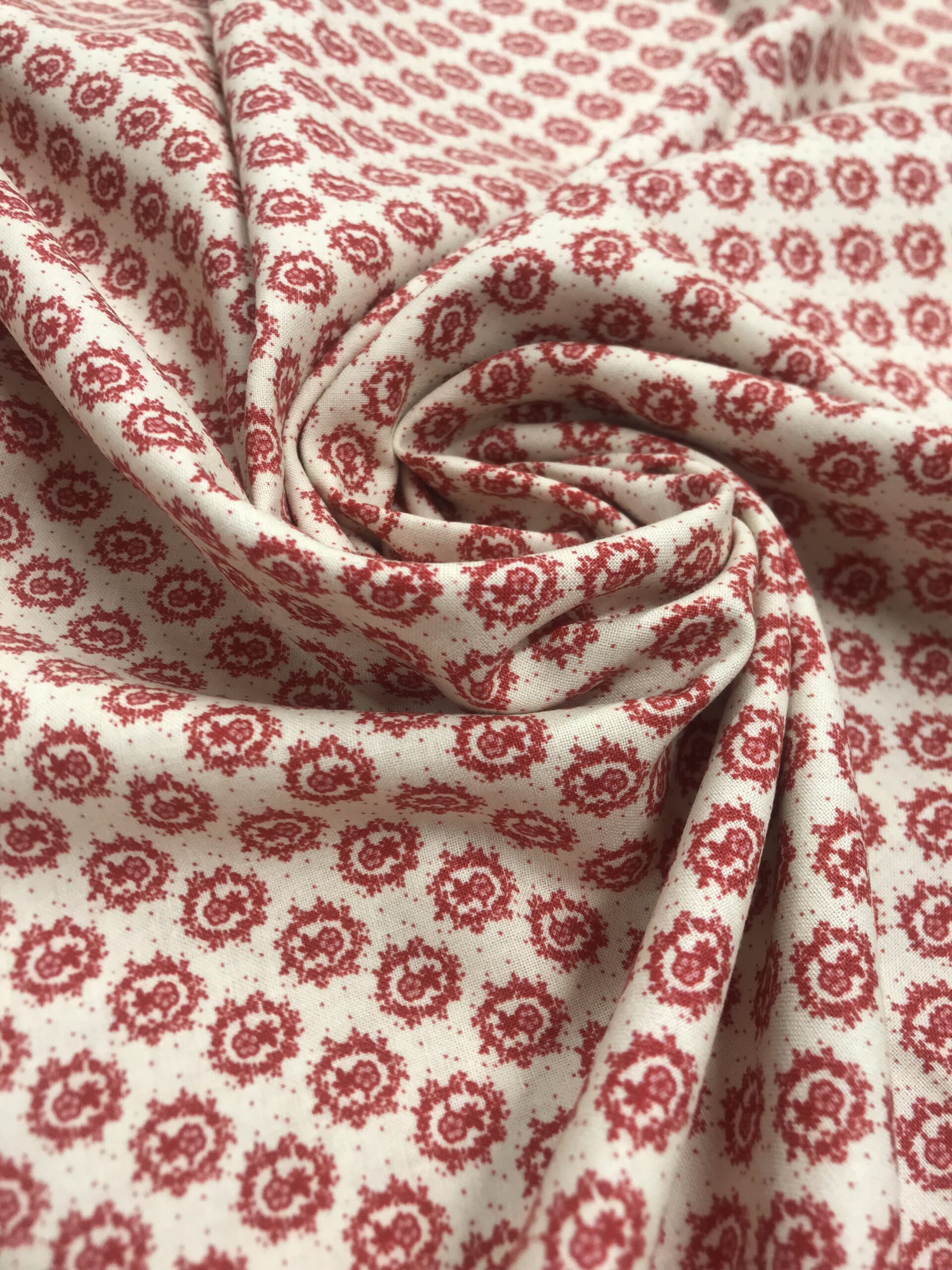 Algodón orgánico Folk Aylen beig/rojo