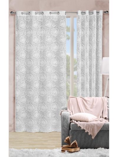 Visillo confeccionado encaje ¨Rosas¨blanco
