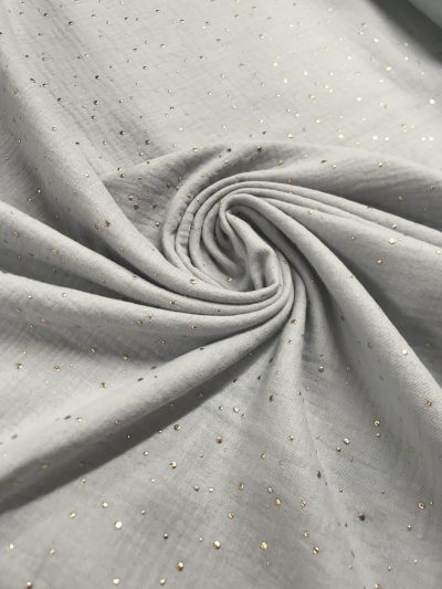 Doble Gasa gris purpurina oro