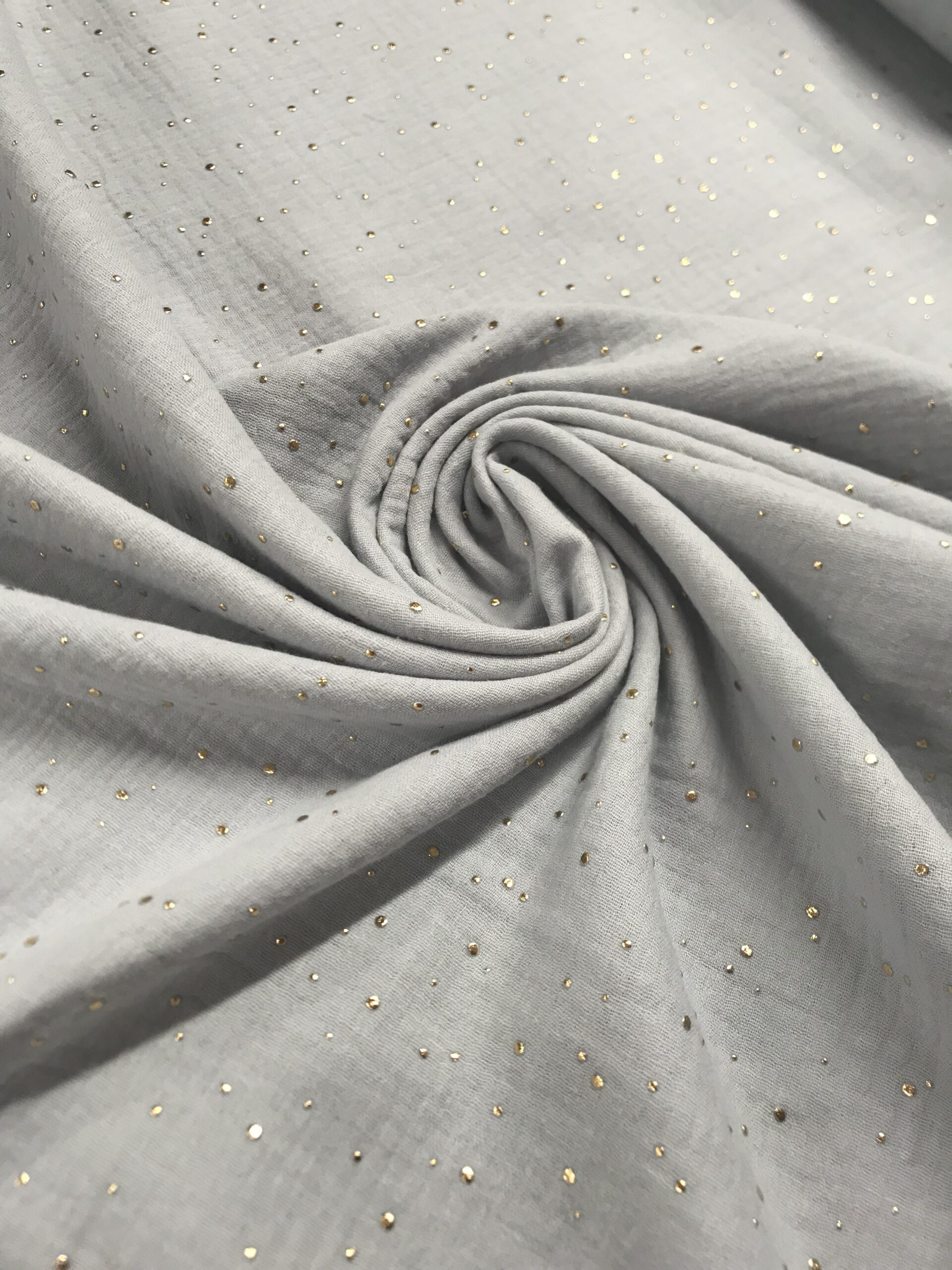 Doble Gasa gris purpurina oro