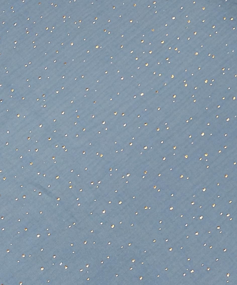 Doble Gasa azul purpurina oro