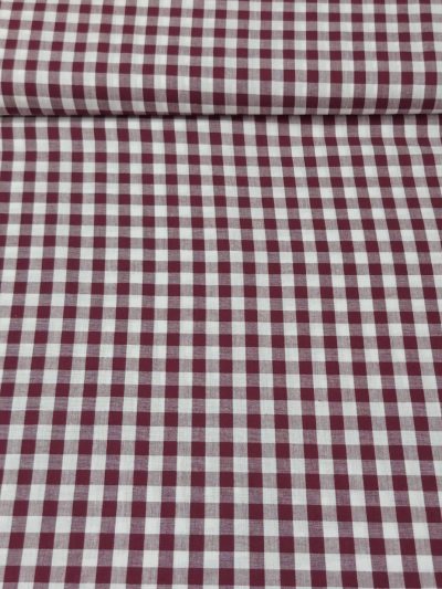 Vichy algodón 1cm burdeos