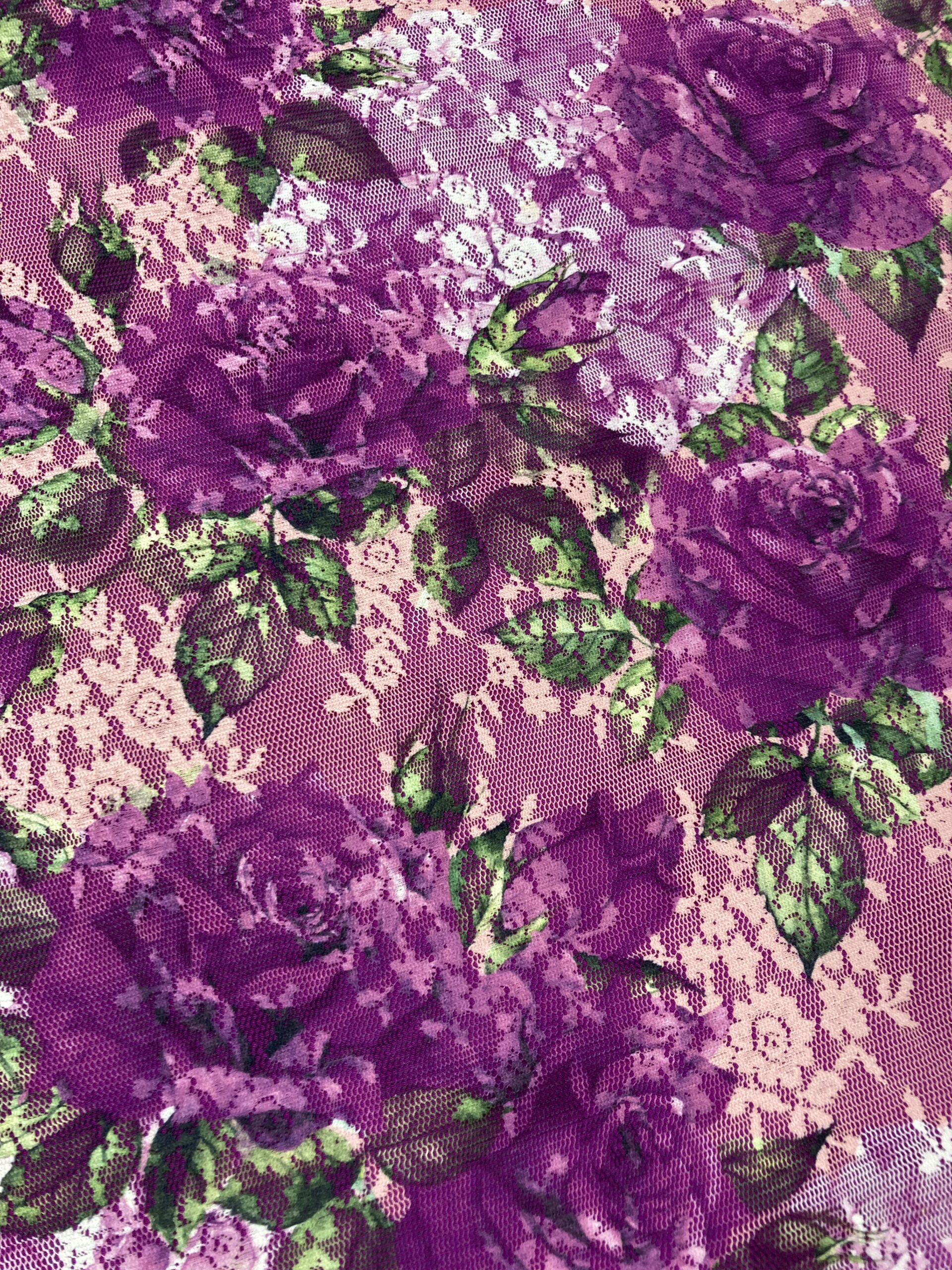 Encaje estampado rosas buganvilla