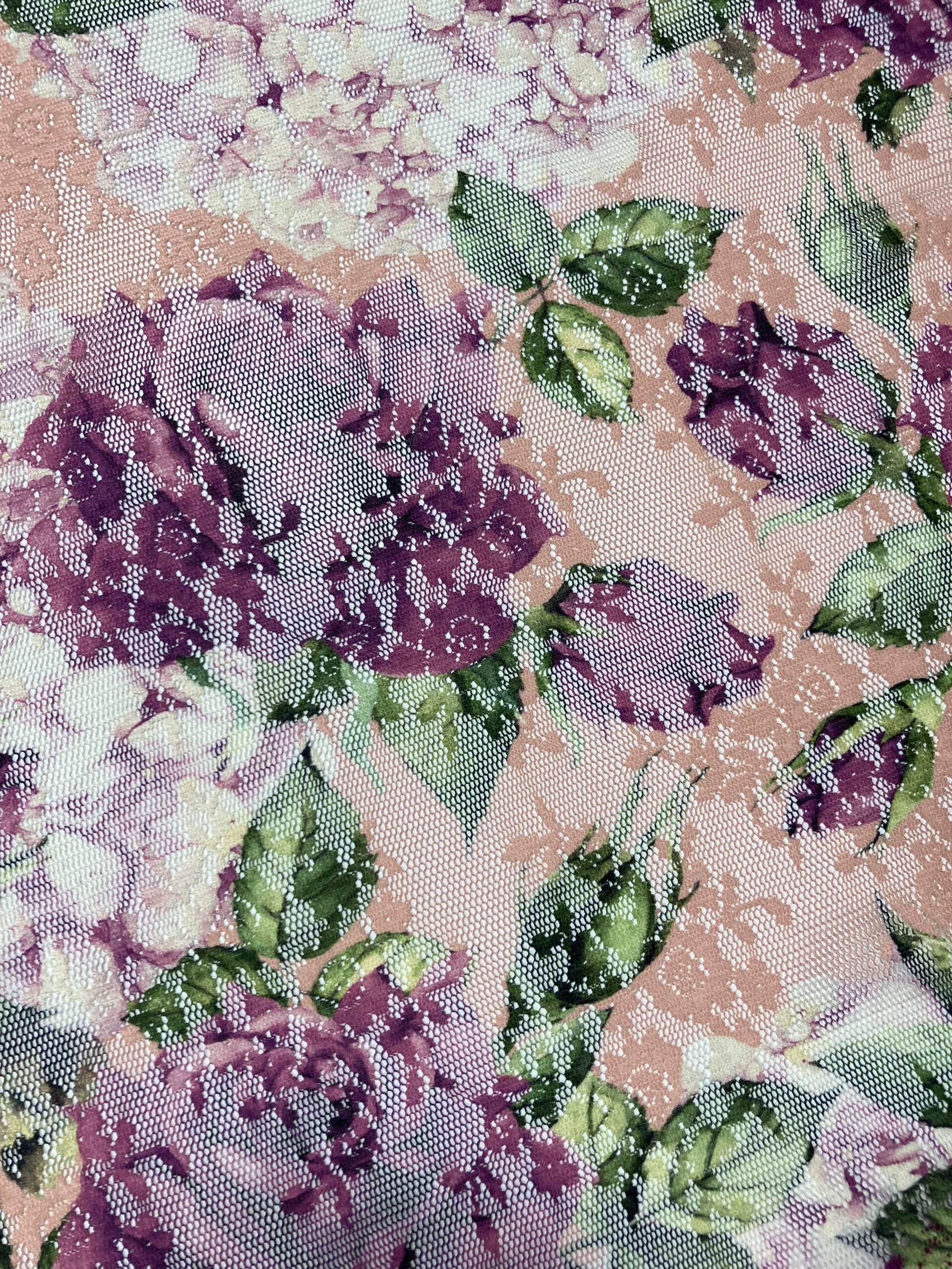 Encaje estampado rosas buganvilla