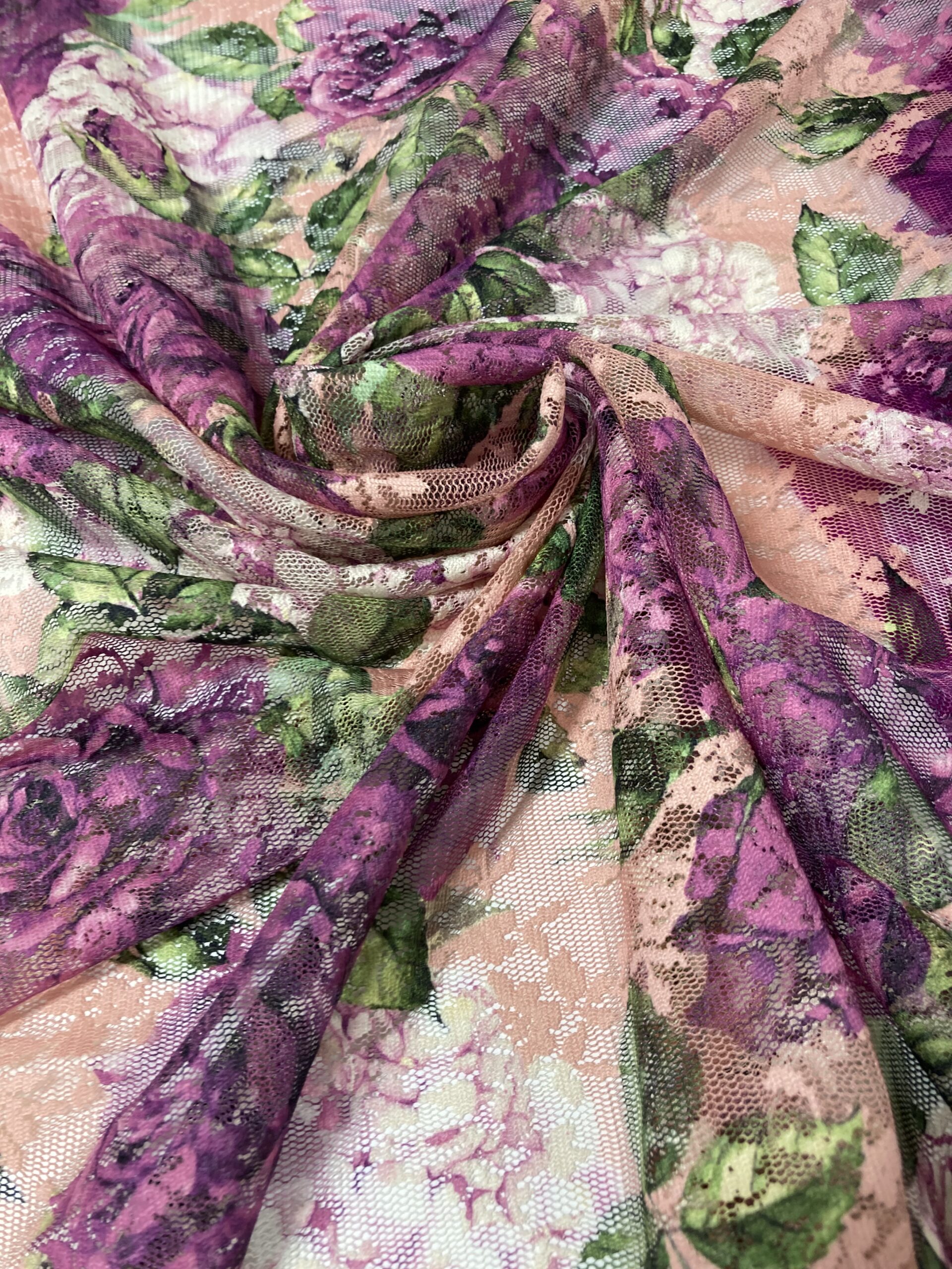 Encaje estampado rosas buganvilla