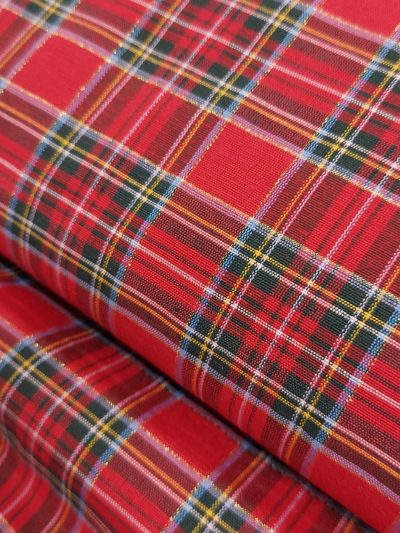Loneta cuadros rojos lurex
