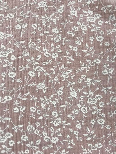 Doble Gasa f. rosa empolvado flor blanca