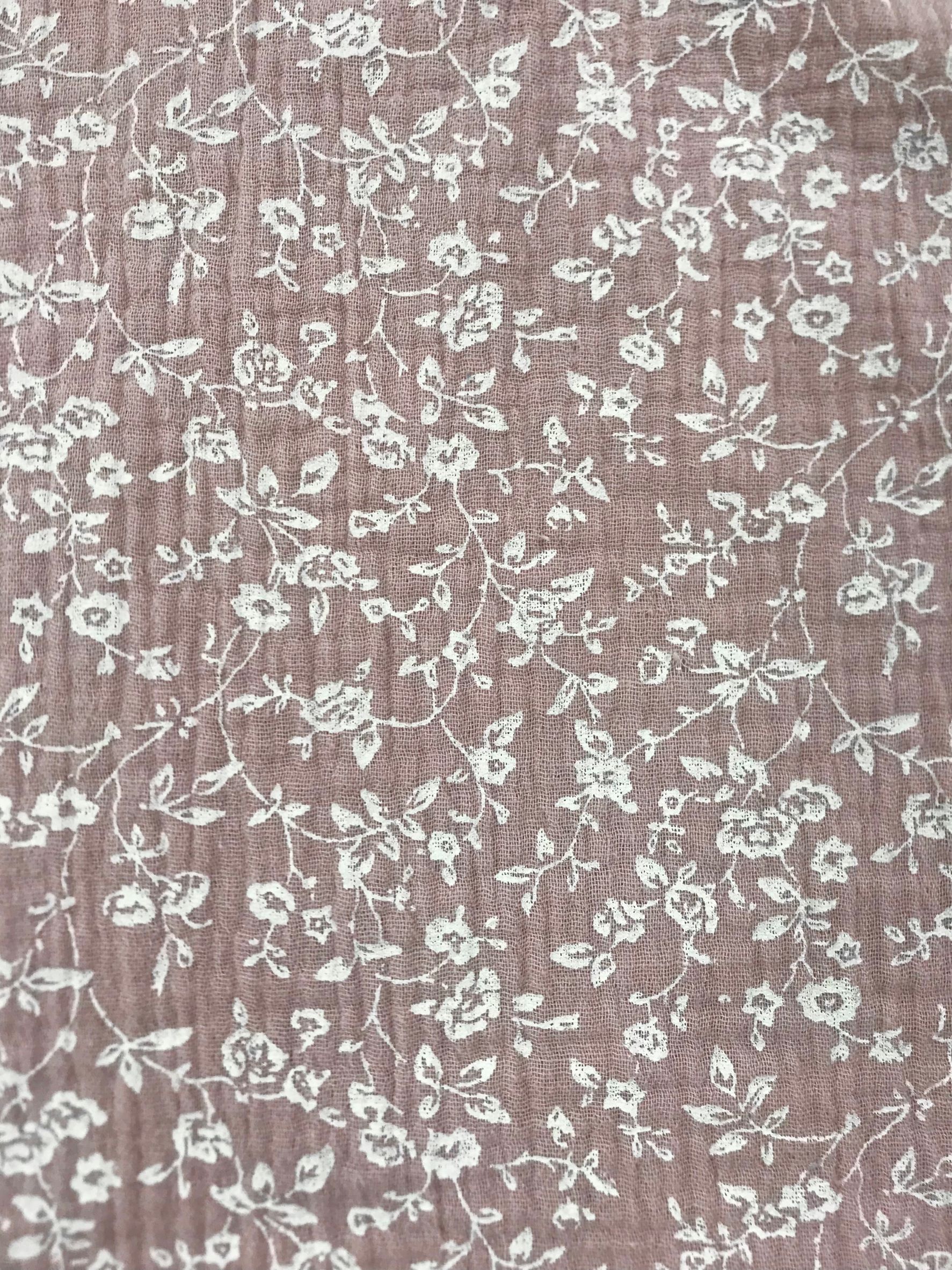 Doble Gasa f. rosa empolvado flor blanca