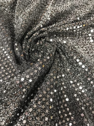 Lamé falsa lentejuela plata f. negro/plata