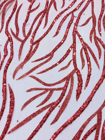 Tul lentejuela flocada roja