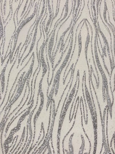 Tul gliter flocado gris plata