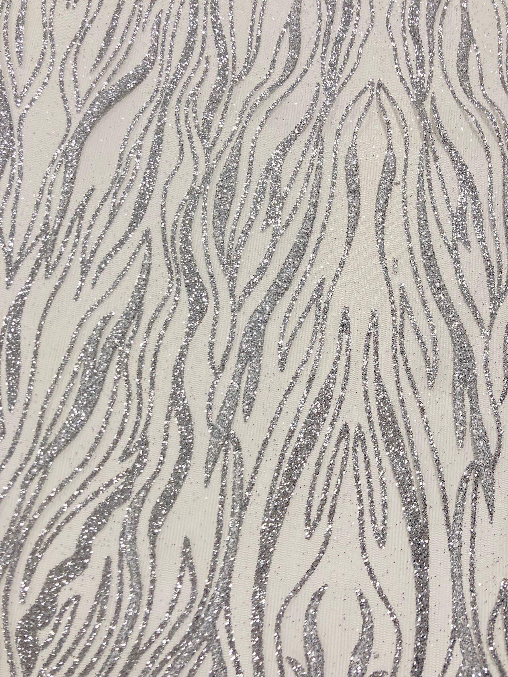 Tul gliter flocado gris plata