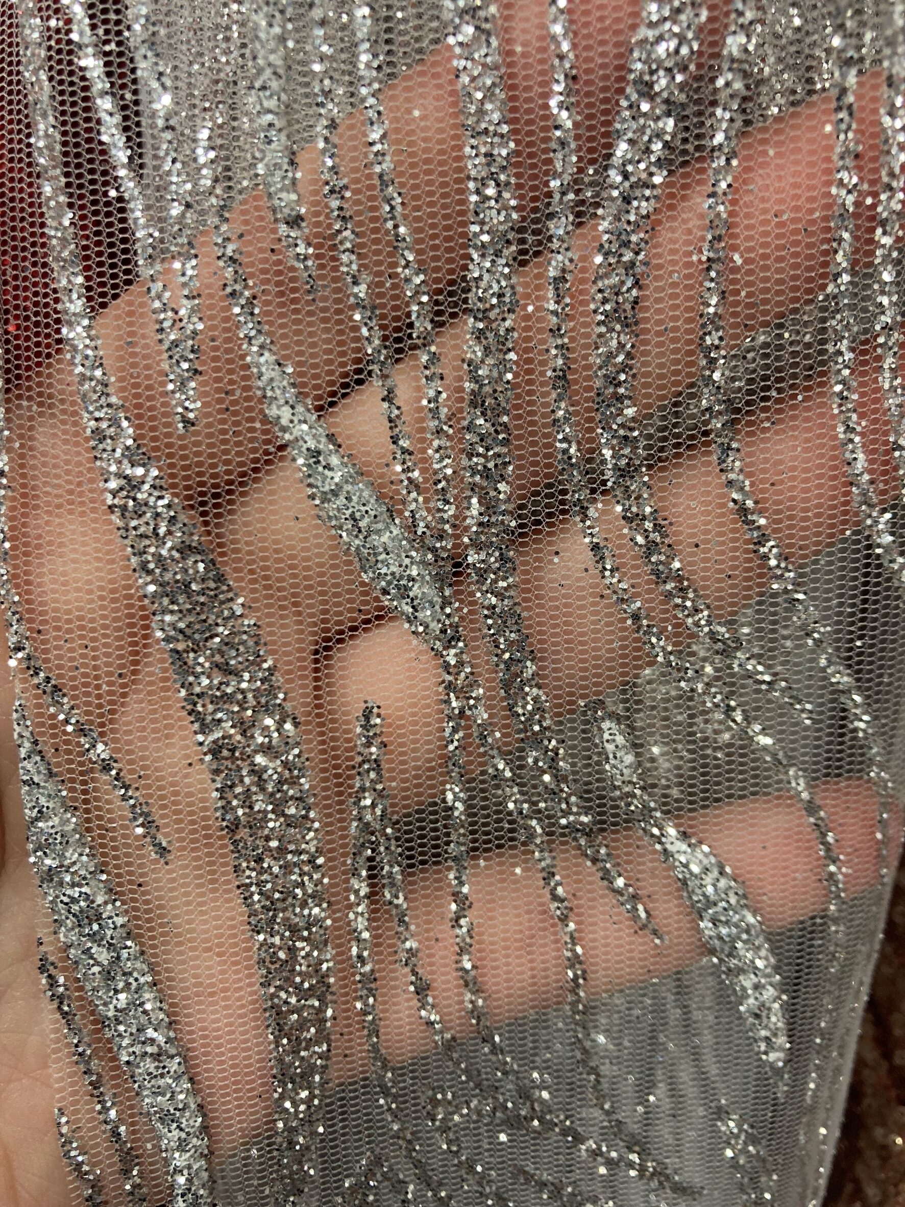 Tul gliter flocado gris plata