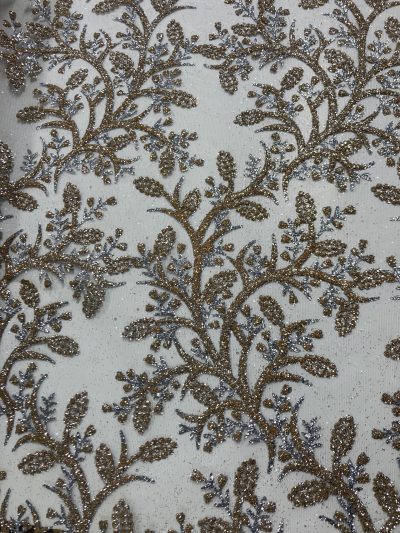 Tul gliter flocado oro/plata