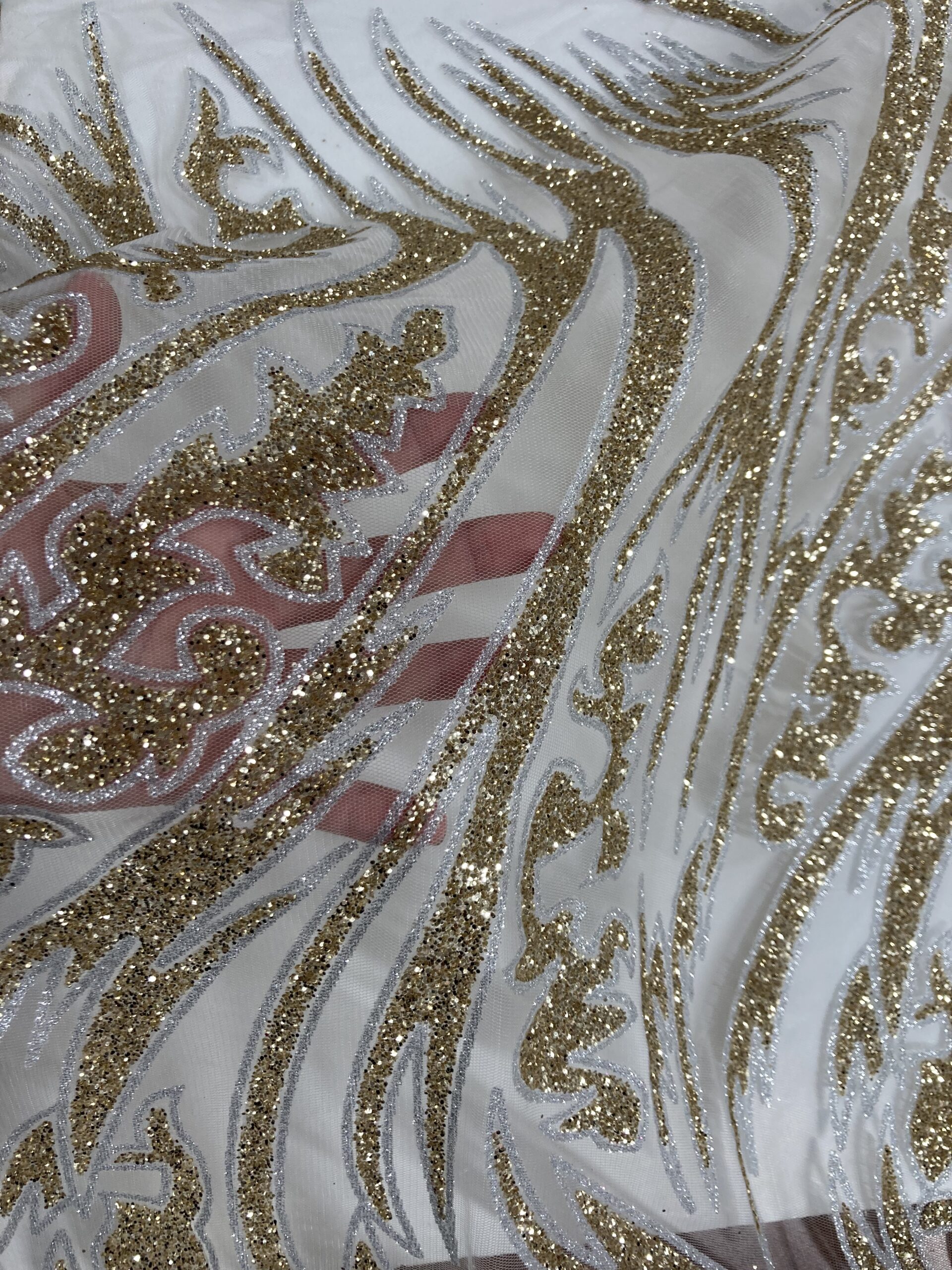 Tul gliter flocado plata/oro