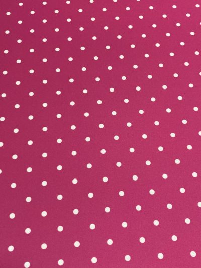 Bielástico gabardina fucsia lunar p. blanco*