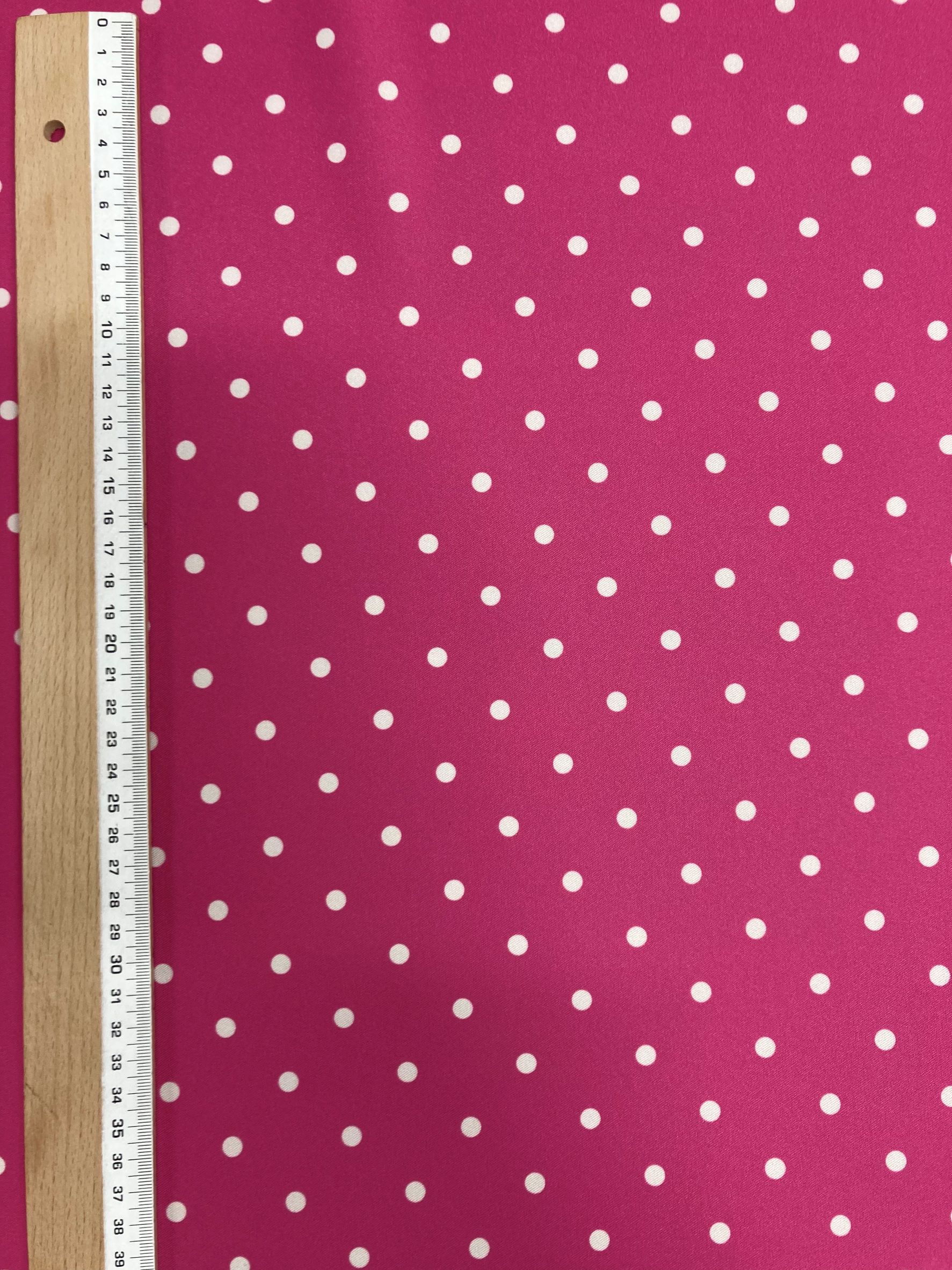 Bielástico gabardina fucsia lunar p. blanco*