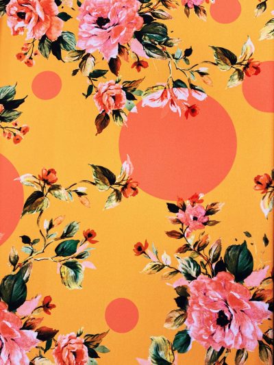 Punto de crepe naranja rosas y lunar gigante*