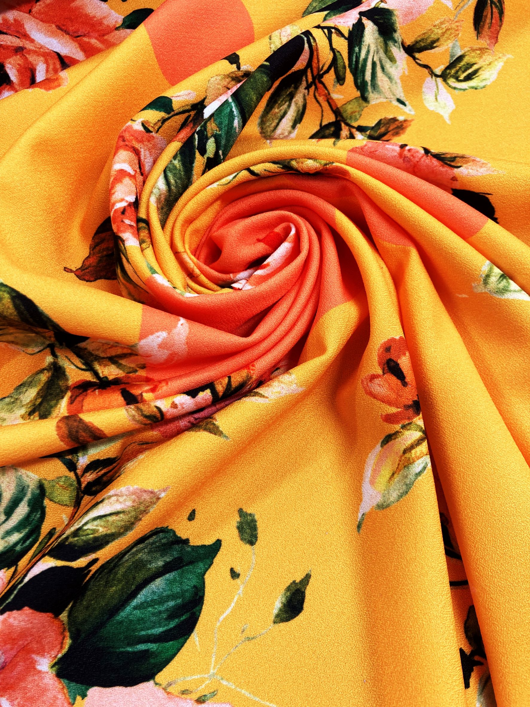 Punto de crepe naranja rosas y lunar gigante*