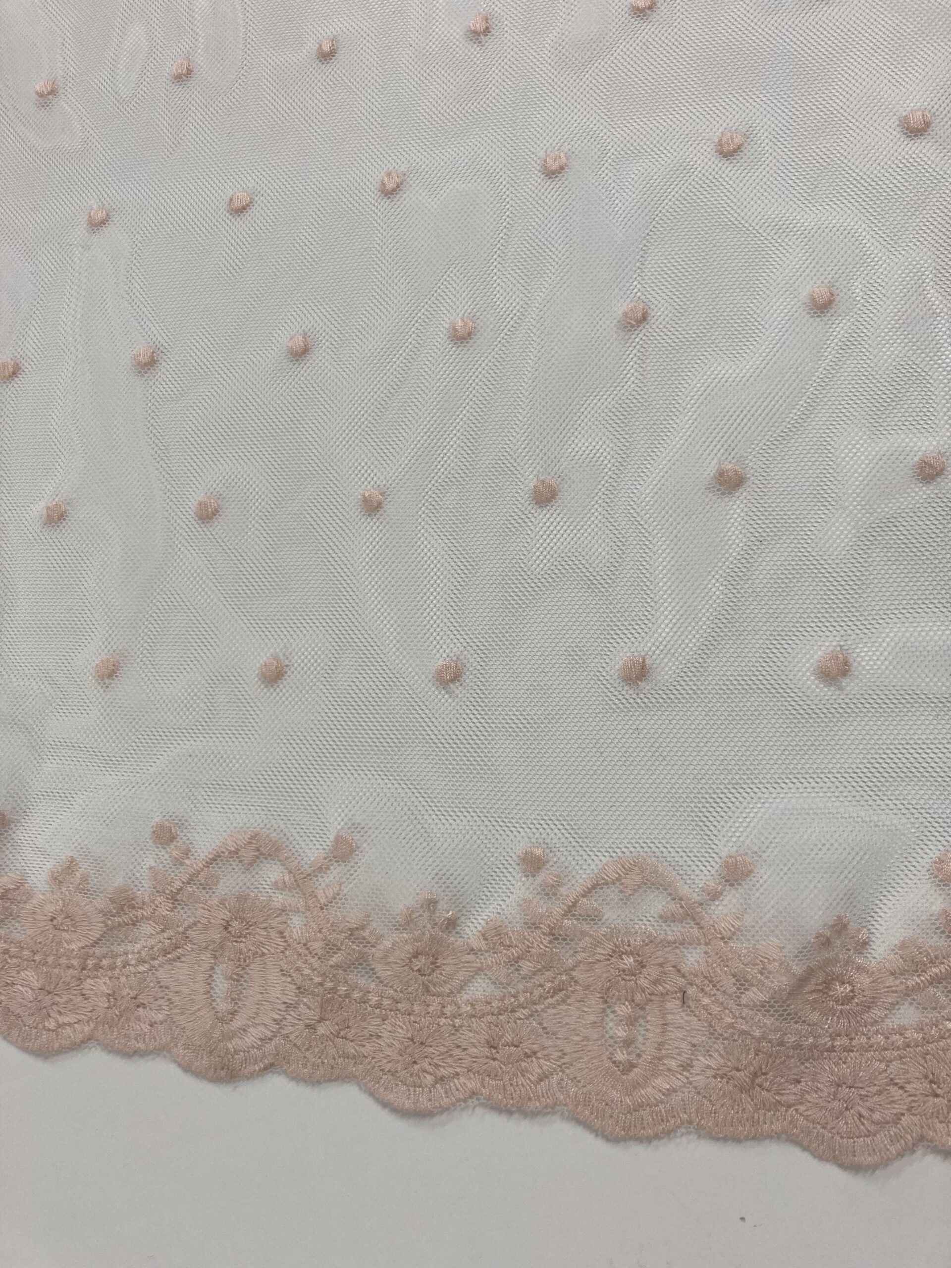 Tul bordado Vruas blanco/salmón**