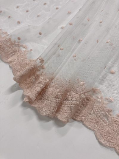 Tul bordado Vruas blanco/salmón**