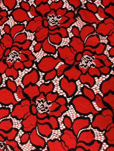 Encaje flores rojo/negro