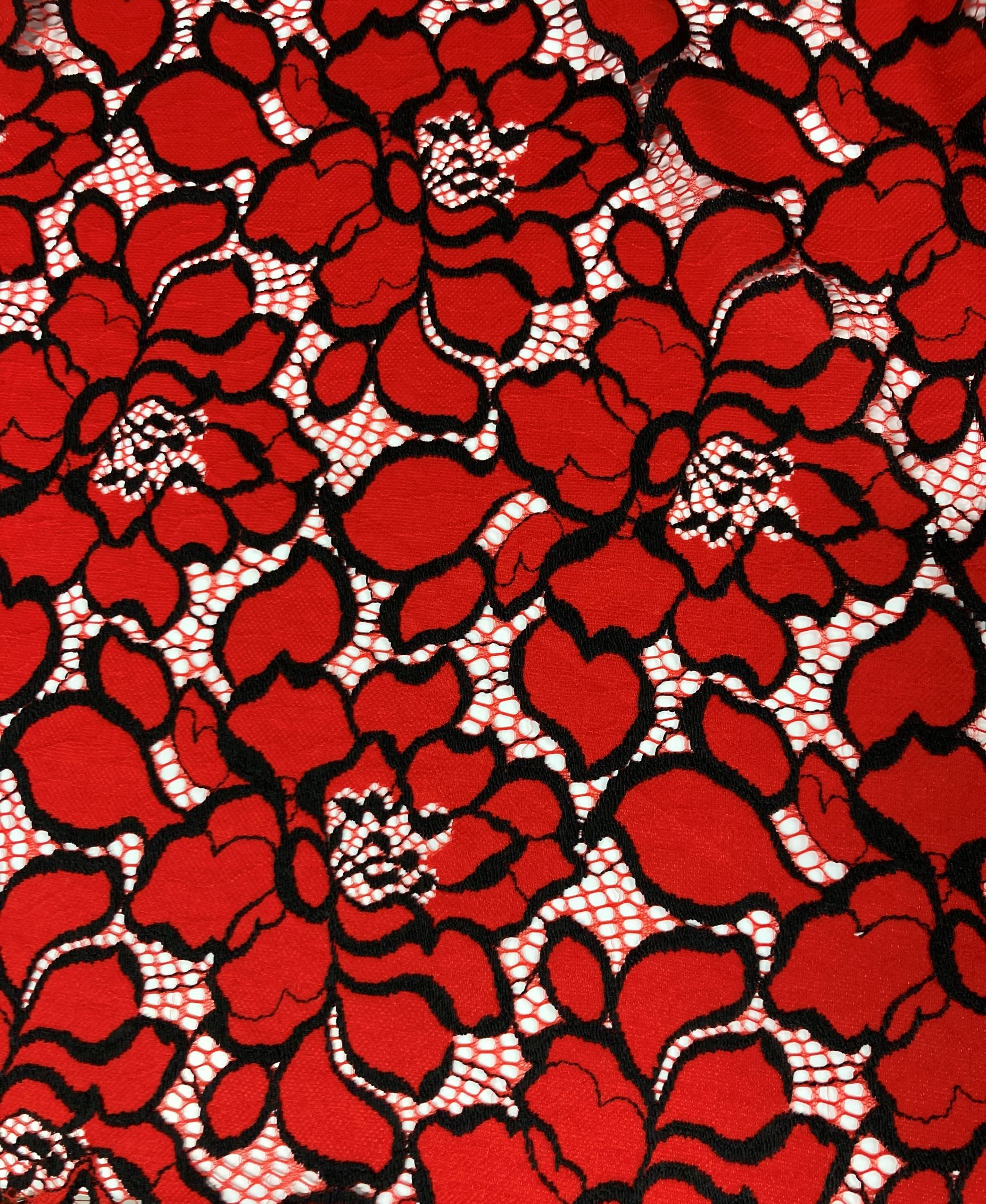 Encaje flores rojo/negro