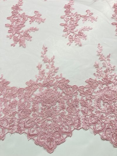Tul bordado Erika rosa