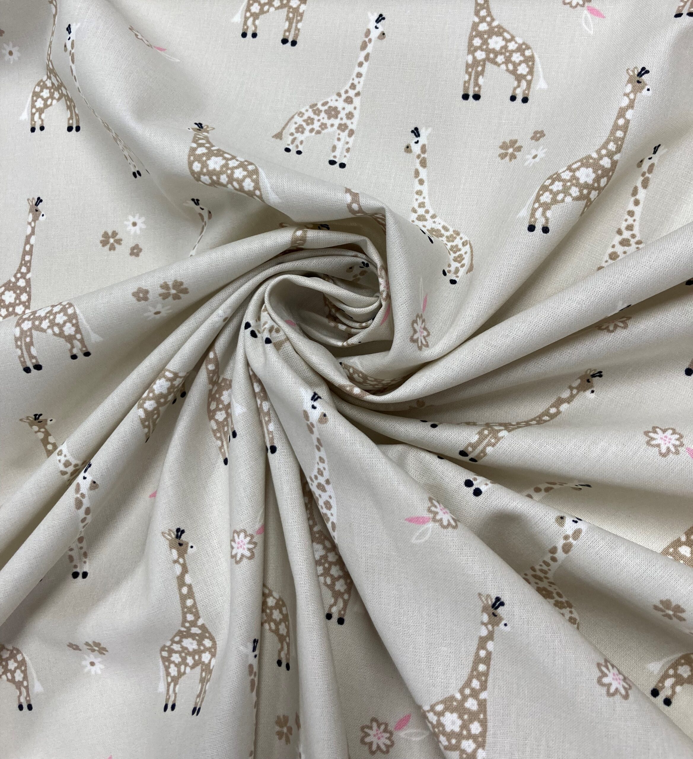 Algodón África Jirafas Beig