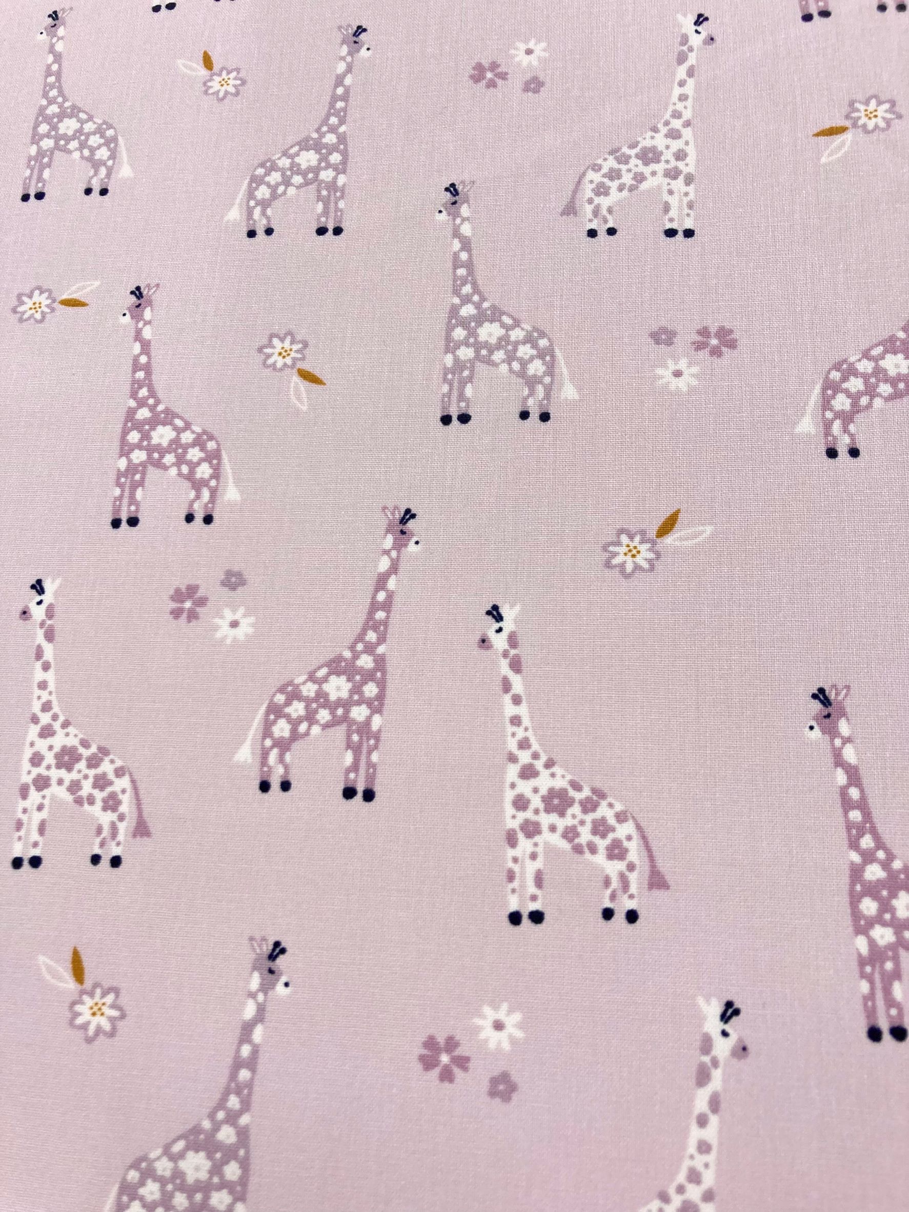 Algodón África Jirafas Rosa Empolvado