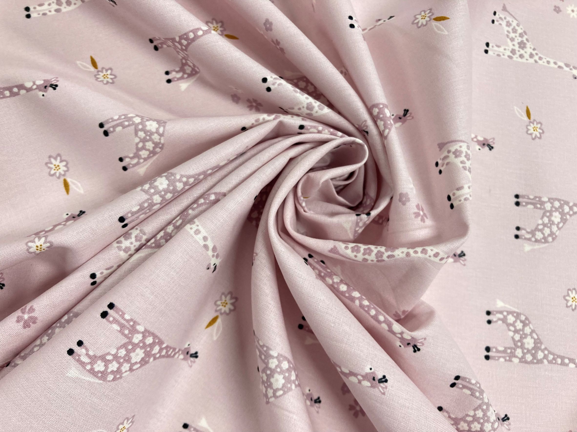 Algodón África Jirafas Rosa Empolvado